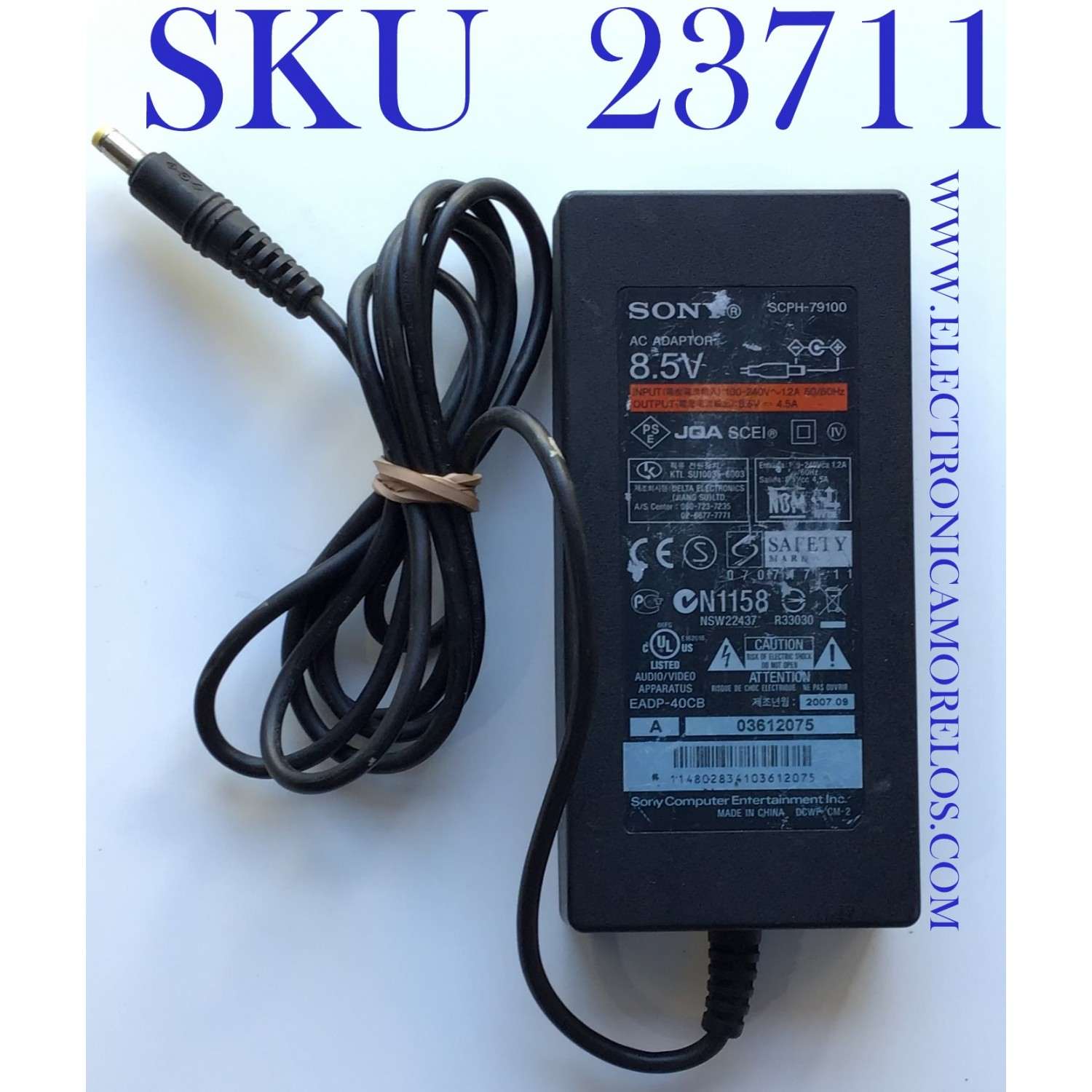 ADAPTADOR SONY (PLAYSTATION 2) / SCPH-79100 / EADP-40CB / 100-240V / SALIDA VCD 8.5V - 4.5A / 50-60Hz / MODELO SCPH-79100	
